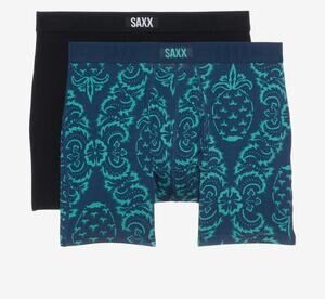 Saxx mens Vibe Xtra Boxer Brief Fly 2-Pack Print/black Size Small